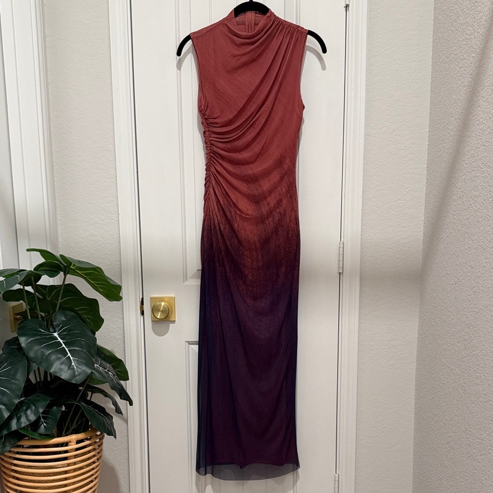 ZARA Ombre Ruched Stretch Midi Dress | XS | Body-Hugging | Minimal Chic